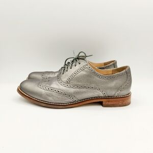 Cole Haan Womens Silver Gray LEARHER Wing Tip Oxford Shoes Size 8 B D41597